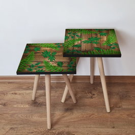 Hanah Home Juego de Mesas Nido Verde y Marrón